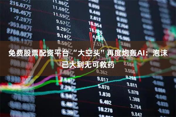 免费股票配资平台 “大空头”再度炮轰AI：泡沫已大到无可救药